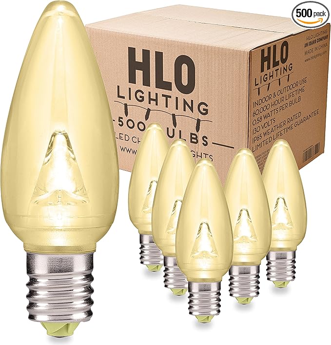 HLO Lighting Smooth C9 Christmas Lights | Warm White LED Bulbs for Indoor & Outdoor Christmas Decor | Set of 500
