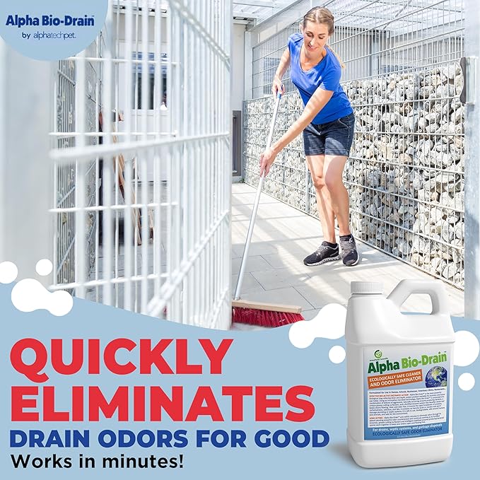 ALPHA BIO-DRAIN - Enzyme-Based Maintenance to Help Prevent Clogs and Reduce Odors from Pet Waste, Grease, Hair in Drains and Septic Systems - ½ Gallon by Alpha Tech Pet