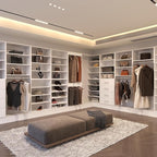 Modular Closet 90" Hanging & Drawers, Wooden Tower for Walk-In Closets, White Wall-Mounted Wardrobe Organizer