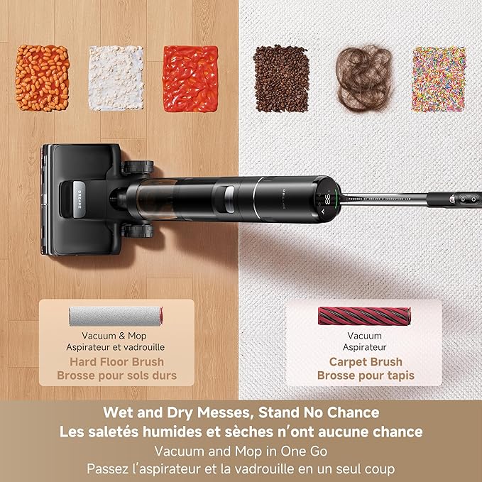 DREAME H15 Pro CarpetFlex Cordless Vacuum Mop, Wet Dry Vacuum Cleaner with Dual Brushes for Hard Floors & Carpet, Tangle-Free Hair-Cutting, 23kPa Suction, 180° Lie-Flat Floor Washer, 194°F Fast Drying