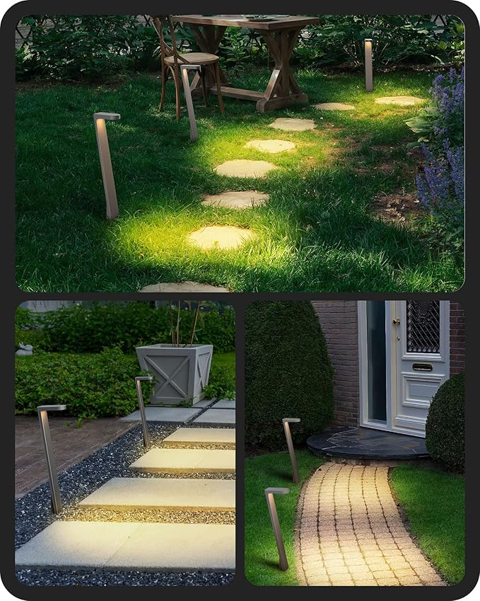 EDISHINE Low Voltage Pathway Lights Wired, 2700K 100LM 5.5W 50000Hrs 12V Waterproof Outdoor Lighting & Accessories, Modern Aluminum Electric LED Path Lights for Sidewalk Yard Garden