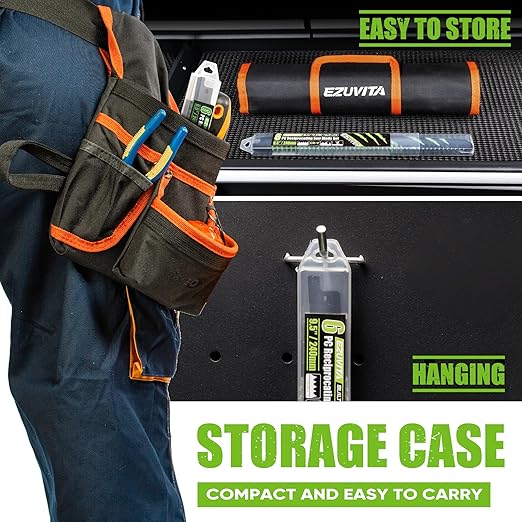 9.5-Inch Wood Pruning Reciprocating Saw Blade Set with Storage Box, 6-Piece Pruner Saw Blades with 5 TPI CR-V Steel for Tree Trimming Wood Cutting