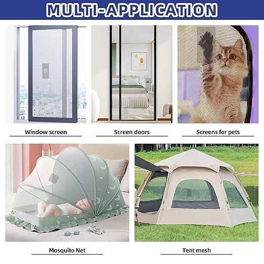 KING MOUNTAIN 20 Sheets Black Window Screen Patches, 44 in Repair Kit for Tears & Holes, Strong Adhesive Mesh Tape, Quick & Waterproof