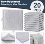 Navona 20 Pcs New Upgrade Steel Wire Dishcloth,Triple-Layer Steel Wire Cleaning Cloth,Powerful Cleaning Non-Scratch Wire Dishcloth Rag for Cookware, Sinks, Dishes, Stove Tops, 20pack, NA-608