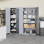 Greenvelly Metal Storage Cabinet with Locking Doors, 72" Dark Grey Lockable Storage Cabinet with Adjustable Shelves, Steel Tool Cabinets for Home Office, Garage (36" x 18")