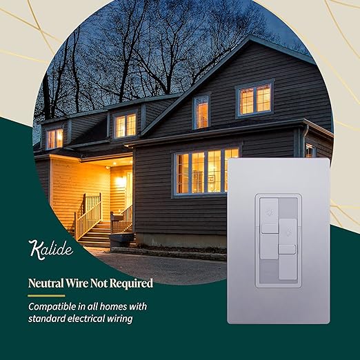 TOPGREENER Elite Series Kalide Dual Load Dimmer Light Switch, Double LED Dimmer Switch, Full Range Dimming, Single Pole, 120VAC, 60Hz, 200W LED/CFL, Neutral Wire Not Required, TGDDS-SV, Silver