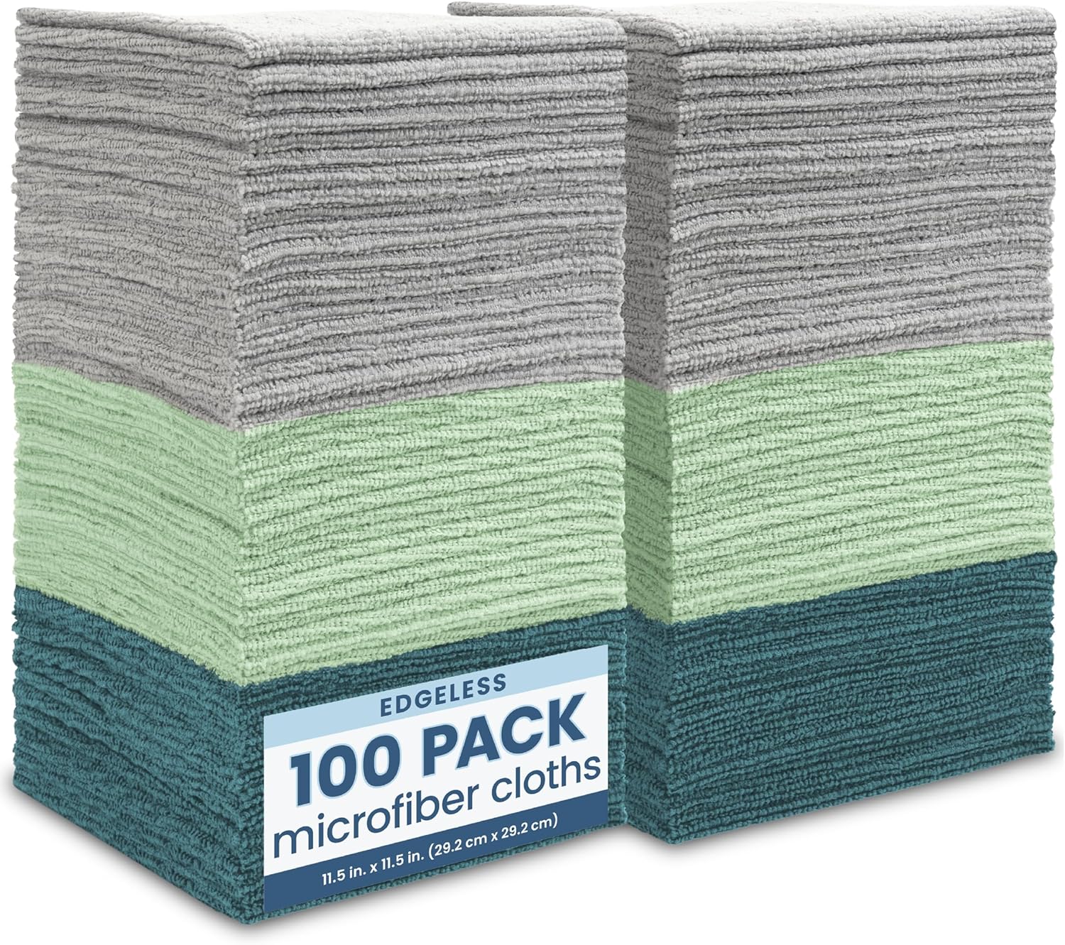 S&T INC. 100 Pack Microfiber Cleaning Cloth, Edgeless Bulk Towels for Home, Reusable Microfiber Towels for Cars, Cleaning Rags, Assorted, 11.5 Inches x 11.5 Inches, 100 Count
