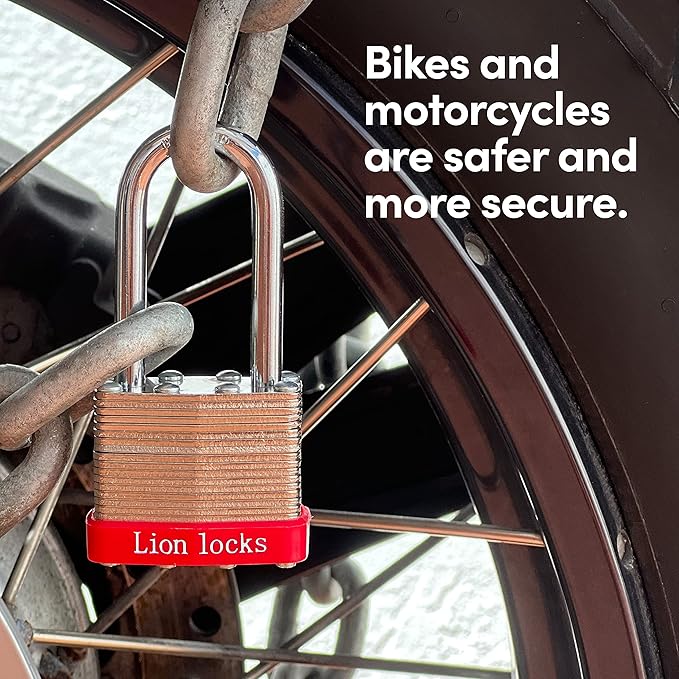 Lion Locks 24 Keyed Alike Padlocks with 2" Long Shackle, 48 Keys - Padlocks for Outdoor Use, Locks with Keys, Hardened Steel Case, Pick Resistant Brass Pin Cylinder for Hasp Latch, Locker, Gate