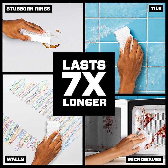 Mr. Clean Magic Eraser Ultra Thick Multi Purpose Cleaner, Bathroom Cleaning Supplies, Magic Eraser Sponge Multi Surface Cleaner, 5ct