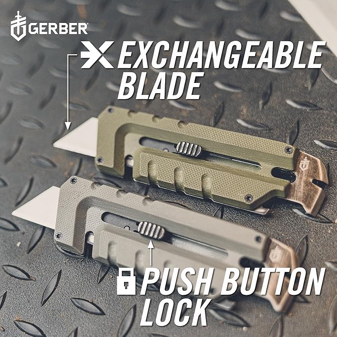 Gerber Gear Prybrid Multi Tool Utility Pocket Knife - Utility EDC Razor Knife with Retractable Blade and Pry Bar - Grey