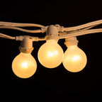 Hometown Evolution, Inc. 25 Foot C9 Commercial Exterior Globe String Lights with 20 G50 2 Inch White Satin Bulbs (White Wire) for Weatherproof Heavy Duty Vintage Outside Lighting