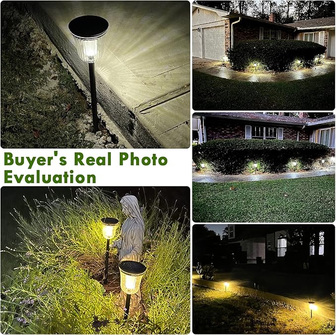 Solar Pathway Lights Super Bright 200 lumens with 2-in-1 Warm White and Daylight Modes, Solar Lights Outdoor Waterproof for Yard, Path, Sidewalk, Driveway or Walk Way Light(2 Pack)