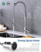 J-HVA Pull Down Kitchen Faucet Sprayer Head Replacement Part with 15 Connectors, 3 Function Pull Out Sink Sprayer Replacement Nozzle, Kitchen Faucet Head Hose Spray Tap Spout, Chrome