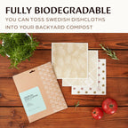 Swedish Dish Cloths for Kitchen - Reusable Dishcloths for Washing Dishes - Each Cellulose Dish Cloth Replaces 15 Rolls of Paper Towels and is More Absorbent Than a Sponge - Dishcloth Set of Six