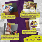 ATack Transparent Window Weather Sealing Tape, 2-Inch x 30 Yards, Clear Window Draft Isolation Sealing Film Tape- No Residue, Surface-Safe, Wood-Safe, Removes Cleanly