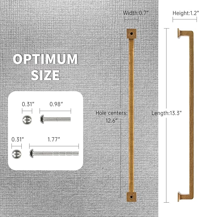 FILTA Cabinet Handles 12.6 Inch 6 Pack Antique Brass Cabinet Pulls for Kitchen Metal Drawer Pulls Modern Cabient Hardware Cupboard Handles