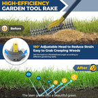 Rake, 70" Heavy Duty Metal Dethatcher Rake with 15" Wide Double-Edged Sharp Tines Thatch Rakes for Lawns,Mulch Dead Grass Removal, Loosening Soil,Lawn Care, Dethatching,Yard,Garden