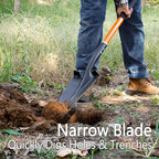 VNIMTI Heavy Duty Shovel with Fiberglass Handle for Digging and Gardening, Metal, 58 Inches