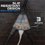 Iron Forge Cable 12 Gauge Extension Cord with Multiple Outlets - Black Heavy Duty Extension Cord 100 ft - 12/3 SJTOW, 3 Prong Lighted Outlet Cords