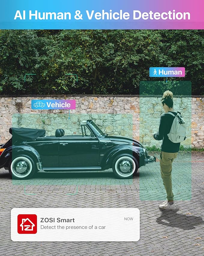 ZOSI 1080p 16 Channel Security Camera System Outdoor with AI Human Vehicle Detect, 12 x 2MP Weatherproof Surveillance CCTV Bullet Dome Camera, H.265+ DVR, 2TB HDD, 80ft Night Vision, 90° View Angle