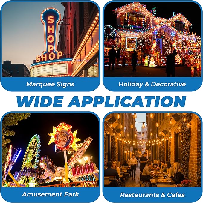 OHLECTRIC Amber Night Light Bulbs (10-Pack) 11-Watt S14 Sign Bulb, Decorative Light Bulbs, E26 Medium Base, Colorful Bulbs, Dimmable, Sign Replacement Lamp for Indoor & Outdoor Use. Avg Hours 5000