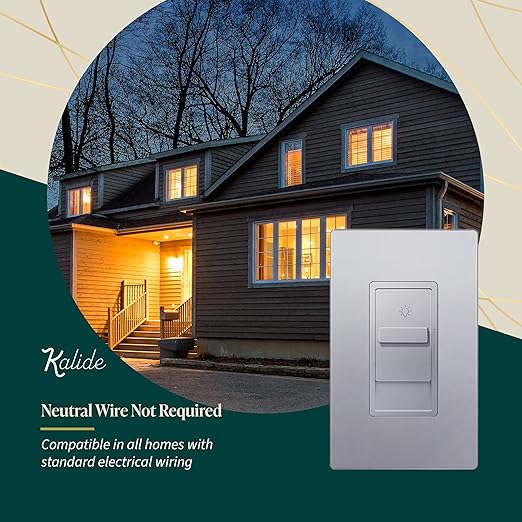 TOPGREENER Digital Dimmer Light Switch for 200W Dimmable LED/CFL Lights, Single Pole Led Slide Dimmer Switch, Neutral Wire Not Required, UL Listed, TGDS1-SV, Silver,1 Pack