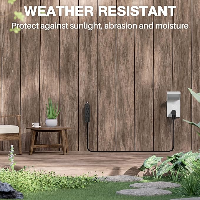 3 Prong Power Extension Cord with Multiple Outlets 50 FT, 16/3 Gauge Multi 3 Outlet Wire, 90 Degree Angled Male Plug, 16 AWG Grounded Wire (13A 125V 1625W), ETL Listed, Black Cable with 25 Cable Ties