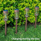 Solar Pathway Lights Outdoor Solar Lights 8 Pack Metal & Glass Design - Waterproof Auto On/Off Bright Long-Lasting Garden Landscape Lighting Walkway Driveway