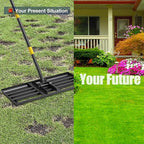Extra Wide 30" Leveling Rake for Lawn Care - 60in Extendable Stainless Steel Handle with Ergonomic Grip | Professional Grass Leveling Tool for Golf Courses, Soccer Fields, Backyard Turf Maintenance