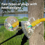 50 FT 12/3 Gauge Outdoor Extension Cord with Multiple Outlets Light Indicator, Flexible 3 Outlet Weatherproof Heavy Duty Extension Cord Waterproof Yellow, 15A 1875W 12AWG SJTW, ETL Listed