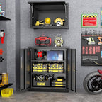 Greenvelly Metal Storage Cabinet, 36" Locking Storage Cabinet with Doors and Shelves, Lockable Storage Cabinets for Home Office, Utility Locker Cabinet, Steel Garage Cabinet with 2 Keys, Black