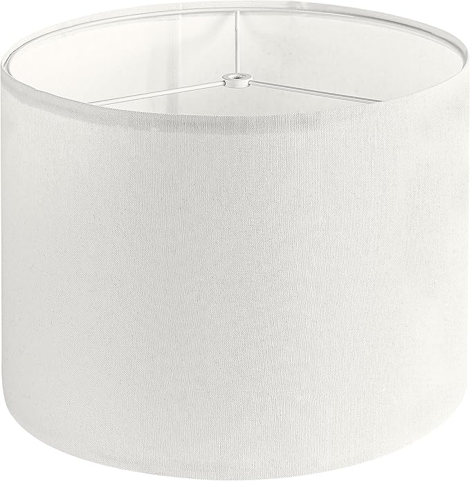 Linen Drum Lamp Shade - Heather White - 13" x 13" x 10" - Easy Installation & Versatile Home Decor | Round Shade for Table & Desk Lamps - ASSEMBLY REQUIRED