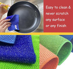 15 Pack Microfiber Scrub Dish Cleaning Cloth, Non-Scratch, Reusable & Durable for Pan Pot Dish Cooktop Stovetop Counter Kitchen Household, Machine Washable, 6 x 6 Inch, Orange, Blue & Green Assorted