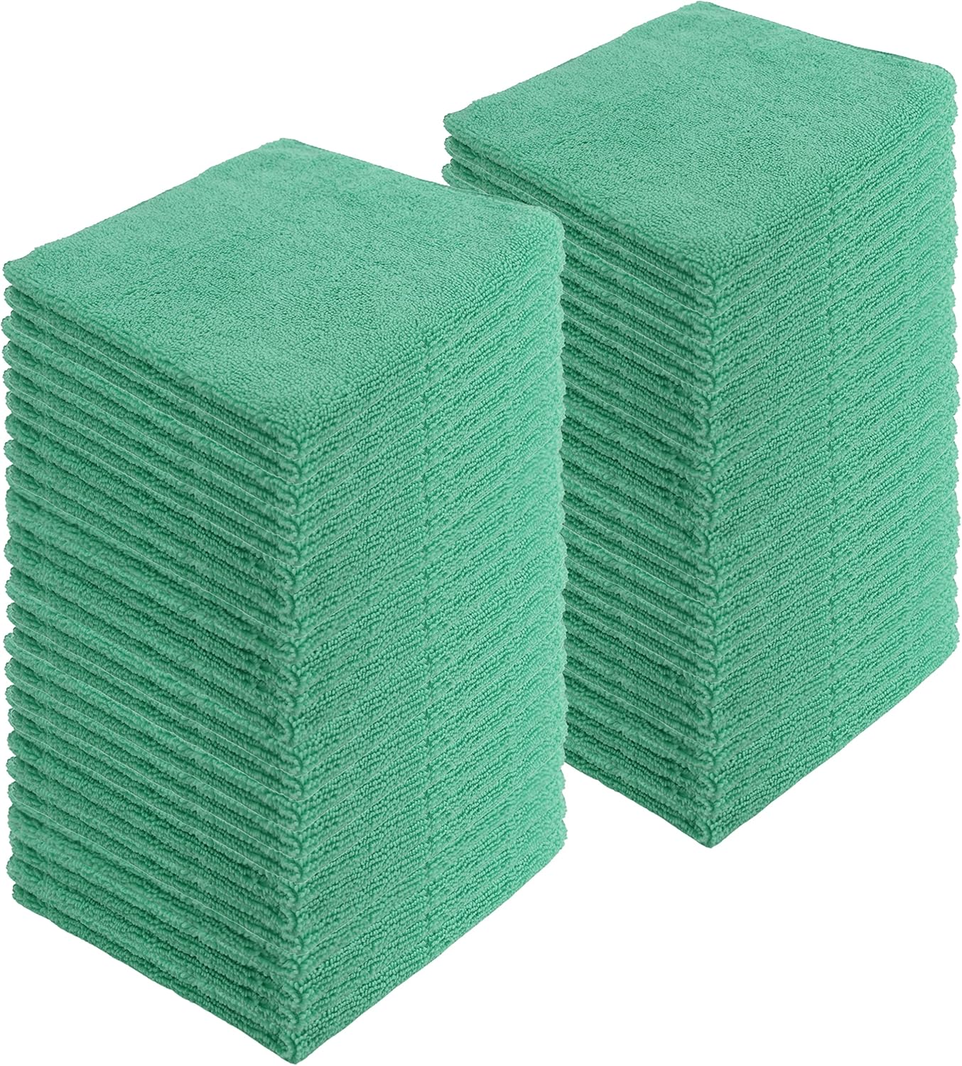 Microfiber Cleaning Cloths,120 Pack, 16"x16", All-Purpose, Softer, Highly Absorbent, Lint-Free, Reusable, Washable Pro Towels, Green, for House, Kitchen, Bathroom, Car, Office