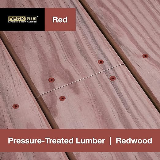 Deck Plus 2 Inch Epoxy Coated Exterior Wood and Fence Screws #8 x 2 Torx/Star Drive Included Coarse Thread, Outdoor Rust Resistant Decking Screw, Red, 50 Pieces | 42598