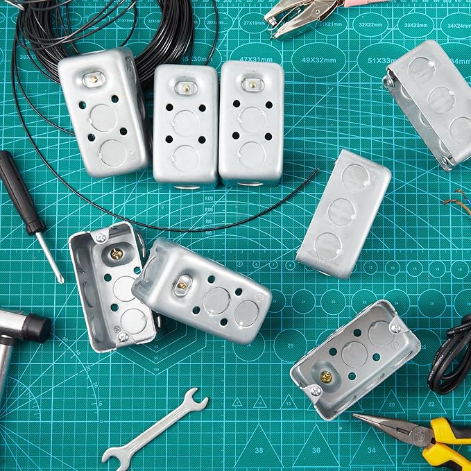 12 Pcs Electrical Box Junction Box Galvanized Steel Metal Electrical Boxes, 1/2'' and 3/4'' Knockouts, Drawn Construction, Silver (4 x 2 Inch,Rectangular)
