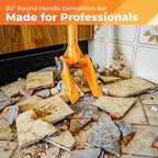 Gutster 60" Round Handle Demolition Bar - Ultimate Flooring/Hardwood Demolition Tool - Long Handle Wrecking Bar for Maximum Leverage - Ergonomic Handle to Apply Pressure Without Wrist Strain