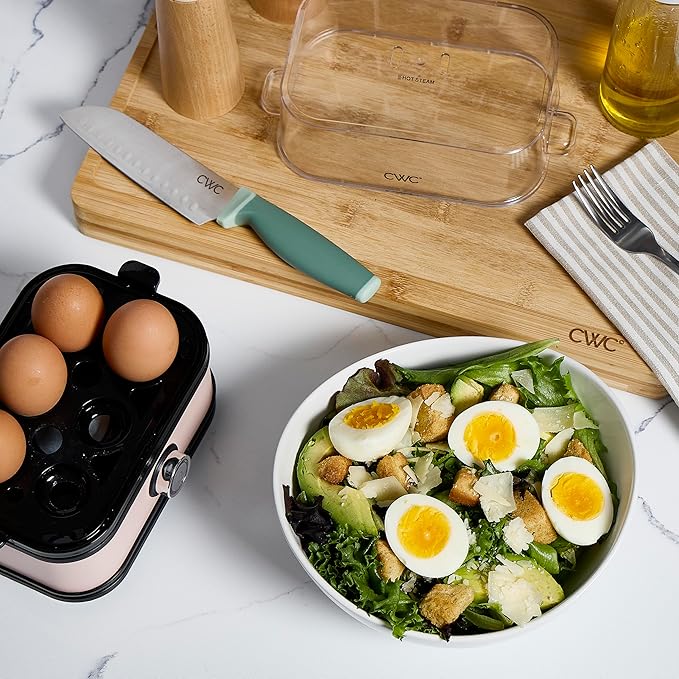 COOK WITH COLOR 6-Egg Capacity Egg Cooker – For Soft, Medium, Or Hard-Boiled Eggs, Rapid Cook Time, Auto Shut-Off & Boil-Dry Protection – Includes Tray, Measuring Cup & Lid – 210W Egg Maker, Pink