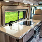 12V Faucet with Switch – German Made 1.5 BAR | Cold Water RV Sink Electric Faucet 360° Swivel Spout, 6A | for Camper Vans, Trailers, Marine Use | Single Hole – 12V Pump Compatible (Black)