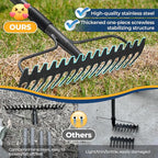 49“-77” Adjustable Rake, 17" Extra Wide Double-Sided Lightweight Head Garden Rake | Lightweight & Unbreakable | Level Soil, Remove Leaves, Spread Mulch Fast, Leaf Cleanup, Landscaping, Yard Cleanup