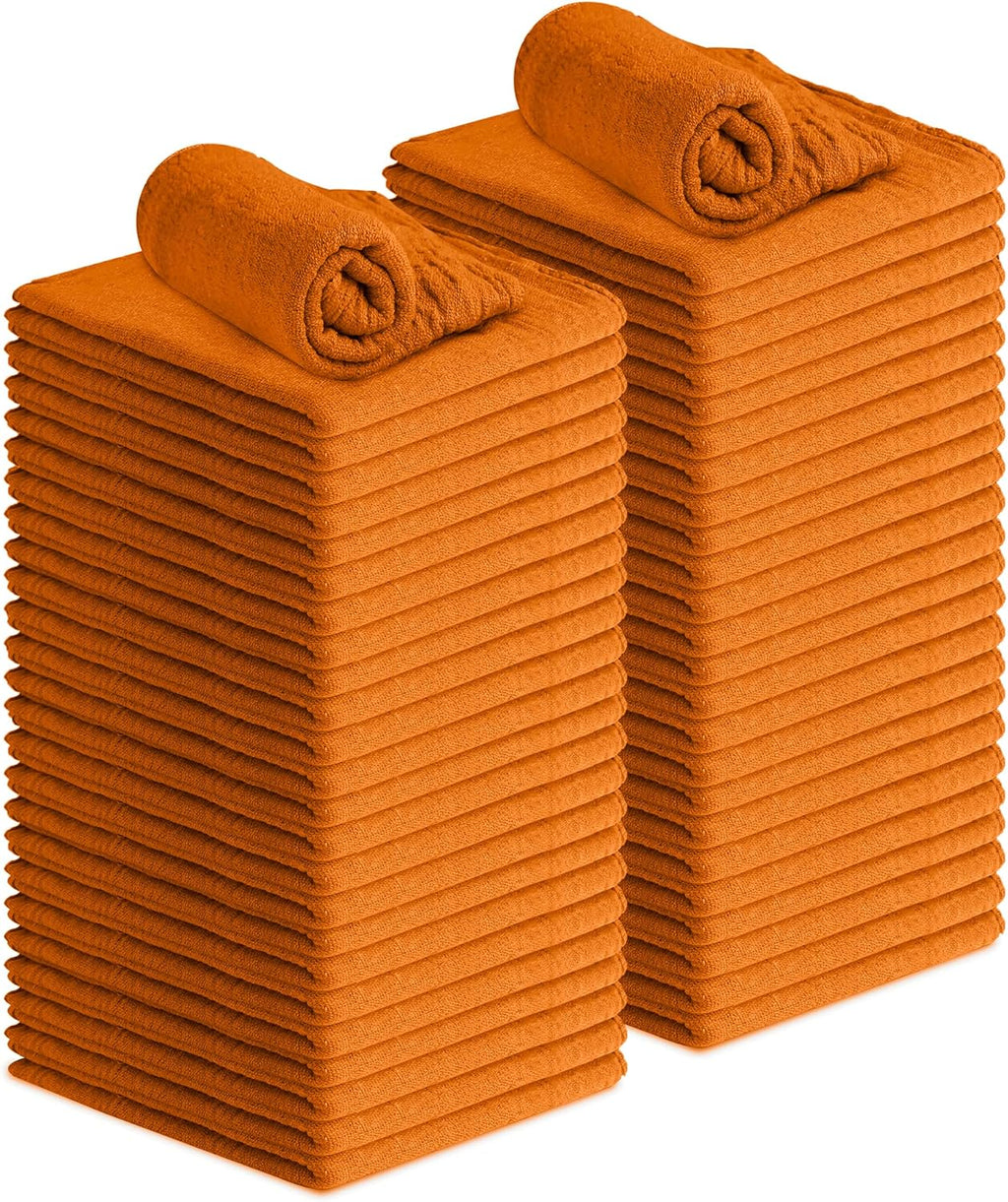 Avalon Towels Cotton Shop Rags – (Pack of 50) Size 12x14 Inches Cleaning Rags – Absorbent Shop Towels and Multipurpose Cleaning Towels for Automobiles, Industries, Garage and Homes (Orange)