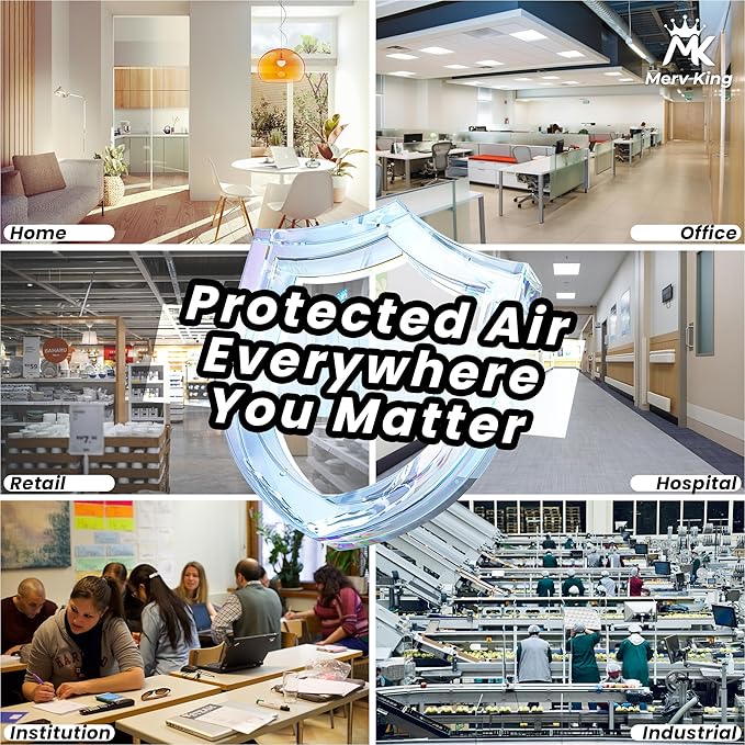 MervKing 20x20x1 Air Filter Actual Size: 19.7" x 19.7" x 0.75" MERV 13 MPR 1500-1900 | MADE IN USA | 4-Pack | Pleated HVAC AC Furnace Replacement