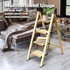 Taranta 4 Step Ladder,Aluminum Lightweight Folding 4 Step Stool with Anti-Slip Wide Pedal,330lbs Capacity Step Ladder for Household,Kitchen,Office - Gold