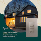 TOPGREENER Digital Dimmer Light Switch for 200W Dimmable LED/CFL Lights, Single Pole/3-Way LED Slide Dimmer Light Switch, Neutral Wire Not Required, UL Listed, TGSDS3-NK, Nickel, 1 Pack