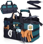 Garden Tool Bag Organizer – 13 Pocket Heavy-Duty Gardening Tote with 7 Outer & 6 Inner Compartments, Anti-Slip Base, Adjustable Shoulder Strap & Belt – Garden Organizers and Storage (Green)