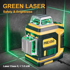 PREXISO Rechargeable 360° Self Leveling Green Laser Level with Tripod, Magnetic Base, Glasses - For Construction, Tile, Home Renovation