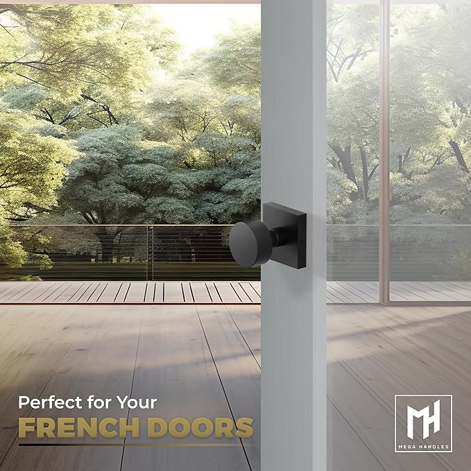 Mega Handles SUANA Dummy Door Knob for Hallway, Closet and Bathroom, Reversible Heavy Duty Design Door Knobs, Fits All Standard Door Sizes, Screws Included - Matte Black (2 Pack)