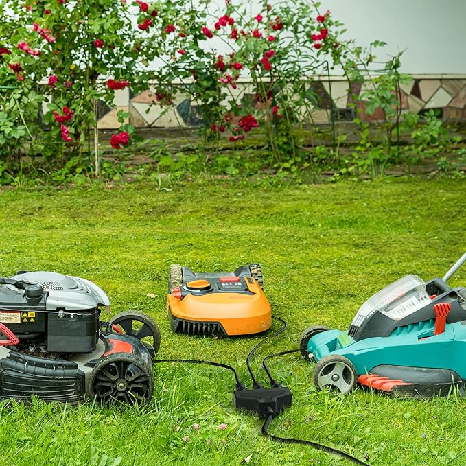 Outdoor Extension Cord 4 Ft with 3 Outlets, 14/3 SJTW 3 Prong Grounded Power Cord, 14 Gauge 14AWG Heavy Duty Power Cable, ETL Listed, 15 Amp 125 V 1875 W-Multiple Outlets for Indoor/Outdoor-Black