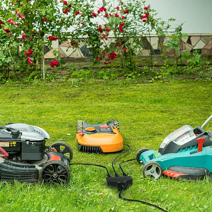 Outdoor Extension Cord 10 Ft with 3 Outlets, 14/3 SJTW 3 Prong Grounded Power Cord, 14 Gauge 14AWG Heavy Duty Power Cable, ETL Listed, 15 Amp 125 V 1875 W-Multiple Outlets for Indoor/Outdoor-Black