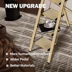 5 Step Step Ladder,Lightweight Folding Step Stool with Anti-Slip Aluminum Wide Pedal&Convenient Handgrip,Steel Ladder for Household and Office(Gold)